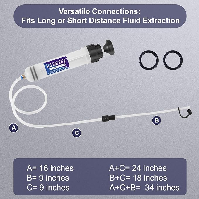 Fluid Extractor Pump, Manual Oil Extractor for Cars, ATVs & Lawn Mowers - Oil Transfer Pump with Flexible Hoses, Brake/Transmission Fluid Extractor, Oil Change Tools 17 oz (500 ml)
