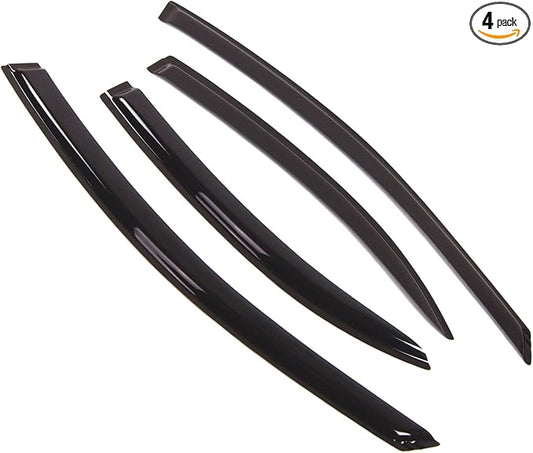 TuningPros Outside Mount Window Vent Visors Rain Guards Compatible with Chrysler Sebring 2001-2006 | Side Window Wind Deflectors Rain Shields | Smoke Tinted, 4 Pcs Set, DGWV-097S