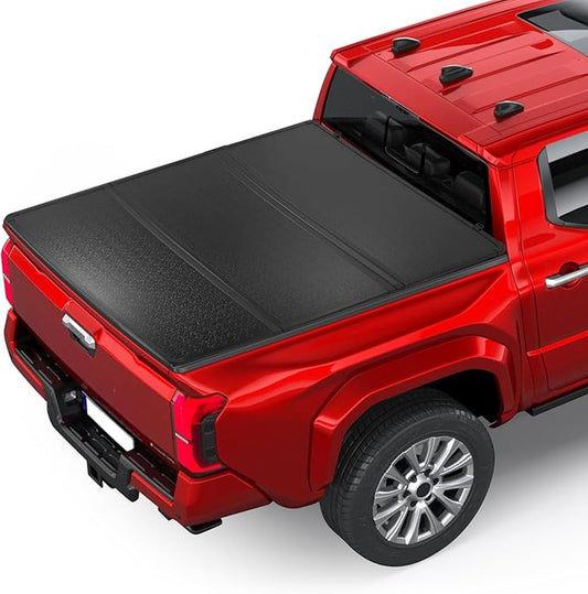 BDFHYK 5' FRP Hard Tri-Fold Truck Bed Tonneau Cover Compatible with Toyota Tacoma Double Cab 2016-2023 5.0 FT (60.3") Bed (Excl. Trail Edition) w/OE Track System, Waterproof, No-Drill, Anti-Theft