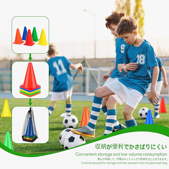 BiAnYC 7 Inch Plastic Sport Training Traffic Cones- Set of 10 Pcs/25 Pcs, 5 Colors(Orange/Yellow/Red/Blue/Green)