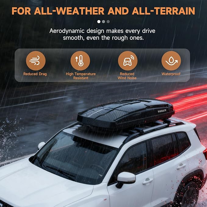 Hard Shell Roof Cargo Carrier with Security Keys, Roof Box, Cargo Box, 58.3 (L) x35.4 (W) x13(H) Inches, 15.5 Cubic Feet (Tool-Free Install), Carbon Black