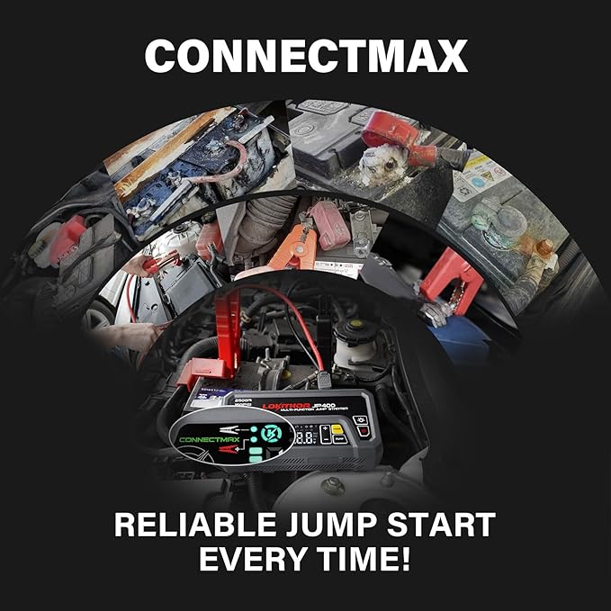 LOKITHOR JP400 Jump Starter with Air Compressor, 2500A 12V Battery Jumper Starter Portable (8.5L Gas/6.5L Diesel) with 150PSI Tire Inflator Portable Air Compressor, LED Light, ConnectMax Tech