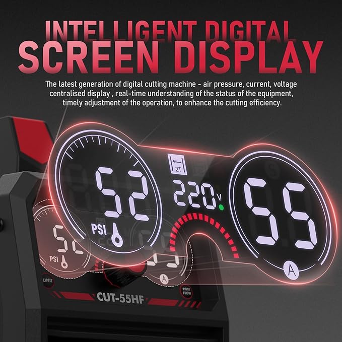 YESWELDER CUT-55HF Plasma Cutter, High Frequency 55Amp Non-Touch Pilot Arc Air Power, Large Digital Display 110/220V Dual Voltage IGBT Inverter Plasma Cutting Machine