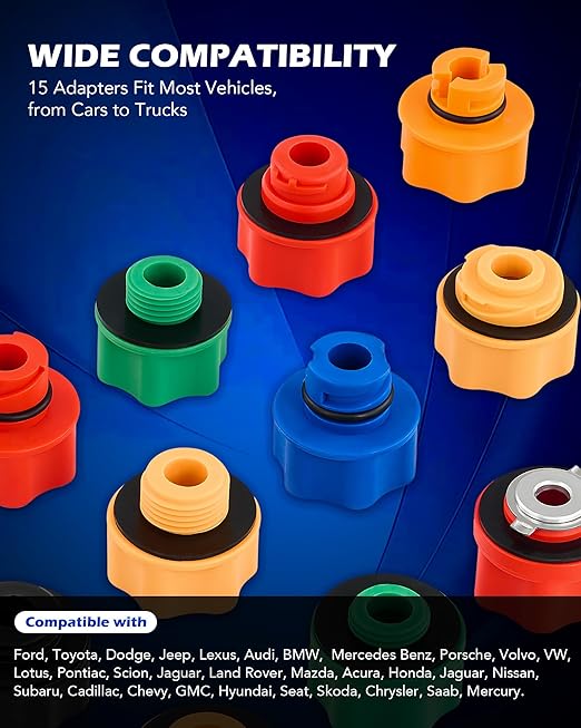 Orion Motor Tech 23pc Oil Funnel Set, 2.2 qt Funnel for Engine Oil Change with 15 Adapters Funnel Necks & Angled Extension Air Filter Regulator, Oil Filler Funnel Kit Compatible with Toyota Ford More