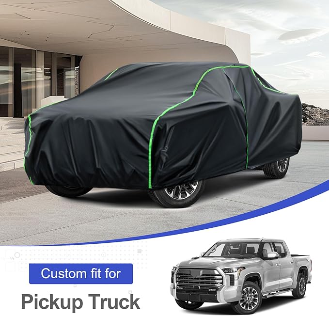 Waterproof Truck Cover Compatible with Silverado 1500/F-150/F-250/Sierra 1500/Tundra All-Weather Protection,228"-236" Truck PEVA Car Cover with Zipper Door