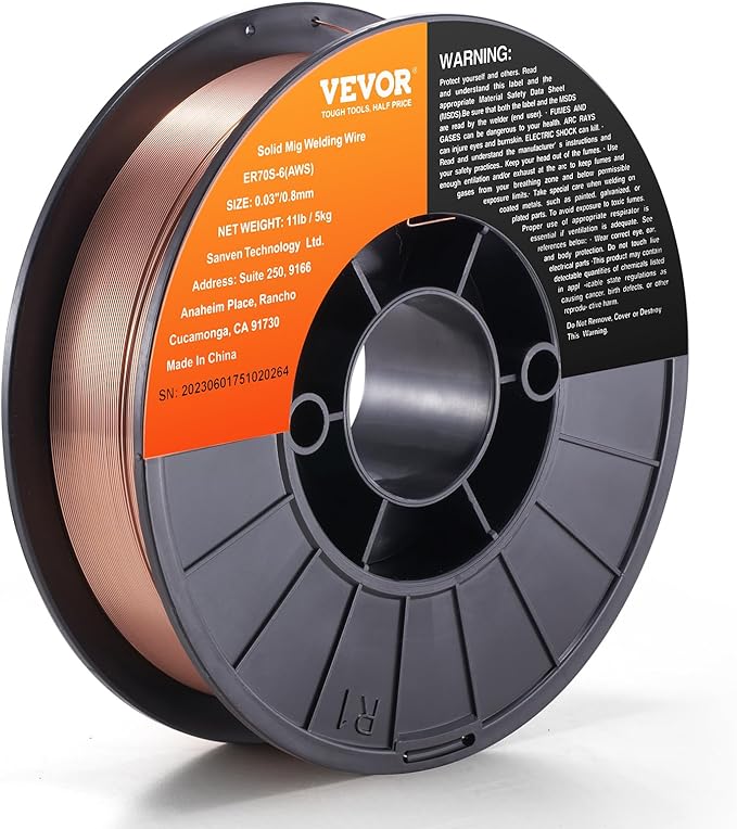 VEVOR Solid MIG Welding Wire, ER70S-6 0.030-inch 11LBS with Low Splatter and High Levels of Deoxidizers for All Position Gas Welding