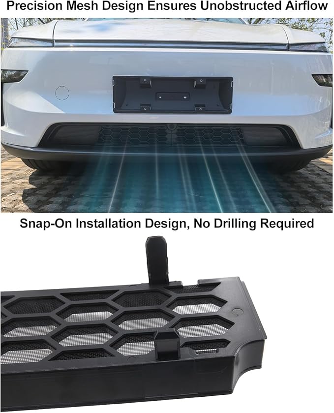 for Tesla Grille Mesh Inserts Model Y Juniper 2025 2026 Front Air Inlet Vent Grille Cover Replacement Vent Cover Model Y Accessories Abs Air Intake Protector Detachable Version