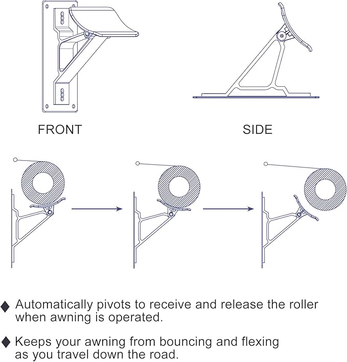 RV Awning Support Roller Cradle Center Support for RV Camper Awning and Trailer, White