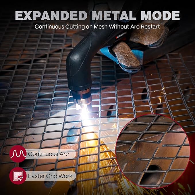 ARCCAPTAIN iControl [Non-HF] Plasma Cutter CUT55 MP with APP Control, 55Amp Blowback Pilot Arc, 120V/240V, Upgraded LED Display, Expanded Metal, Rust Removal, Plasma Gouging, Pressure Detection