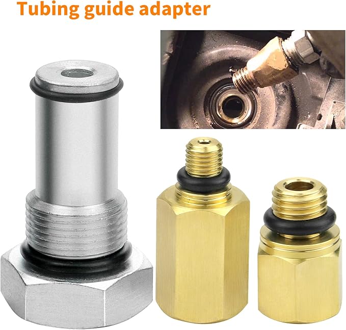 Mekar 2PCS Oil Rail Adapters Kits and 1 PC 6.0 High Pressure Oil Pump IPR Valve Air Test Fitting Tool Compatible with Ford 6.0L Powerstroke Diesel Engine