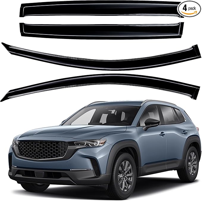 AUXKO Window Rain Guards for Mazda CX-50 2026 2025 2024 2023, Tape-On Shatterproof Sun Smoke Vent Visors Accessories - Outside Easy Install Side Window Wind Deflectors & Visors Black