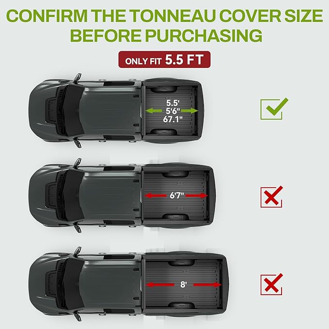 AUTOSAVER88 FRP Truck Bed Tonneau Cover Hard Tri-fold Fits for Ford F-150 F150 2015-2025 5.5ft Bed (Excl. Raptor Series)