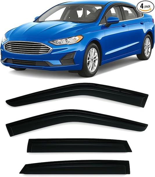 2013-2020 Tape-On Rain Guards for Ford Fusion Side Window Visor Deflectors S SE SEL Titanium Hybrid Durable Tinted Shades 2014 2015 2016 2017 2018 2019