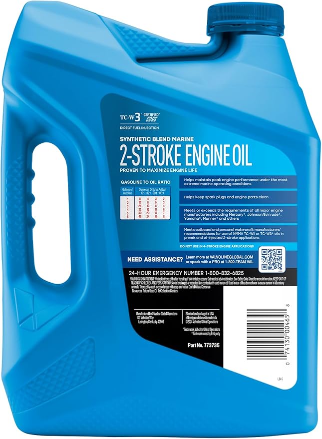 Valvoline 2-Cycle Marine TCW-3 Motor Oil 1 GA, Case of 3