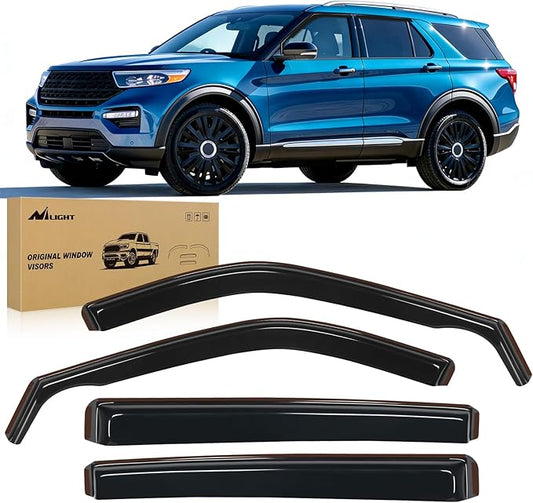Nilight in Channel Window Deflectors for Ford Explorer 2020 2021 2022 2023 2024 Vent Window Visors, Rain Guards-4PCS