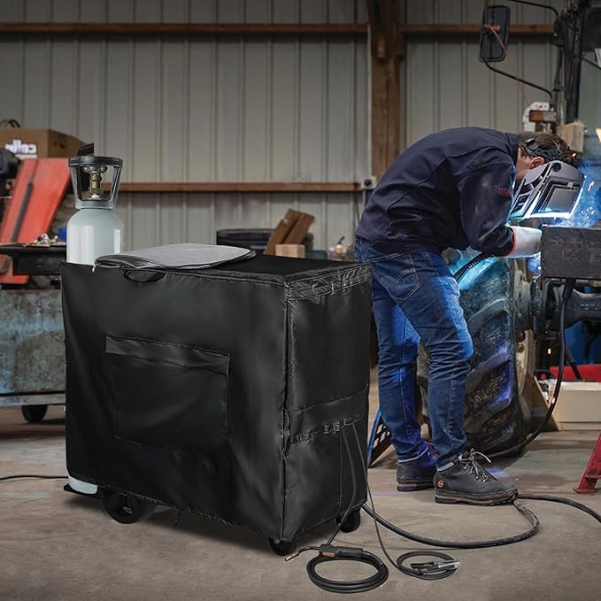 Welding Machine Cover with Zipper,Heavy Duty 600D Waterproof Welding Cart Cover, for Welder Machine Models TIG/MIG 240/230/MP250i/252/255.(40''L*16''W*32''H)