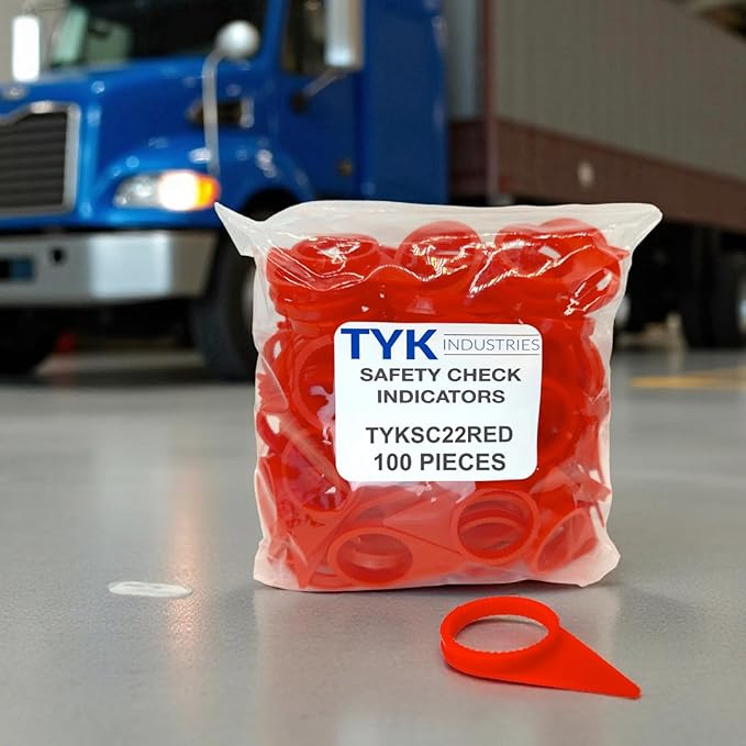 TYK Industries 22mm Red Loose Wheel Lug Nut Safety Check Indicators 100 Pack - Commercial Truck Wheel Nut Pre-Trip Safety Inspection Tool