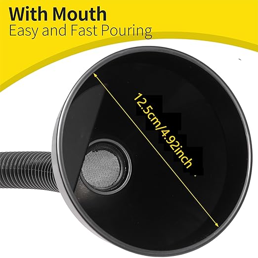 Large Plastic Automotive Funnels Wide Mouth Oil Funnel with Flexible Extension Nozzle Hose Car Fuel Funnel with Handle Mesh Screen for Cars Engine RV Water Gas Transmission Liquid（Black） (1)