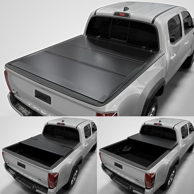 Low Profile Hard Folding Truck Bed Tonneau Cover Fits 2016-2023 Toyota Tacoma 5'1" Bed (60.5")