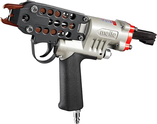 meite SC7C-I2 Pneumatic Hog Ring Gun, 15 Gauge 3/4" Crown Hog Ring Pliers, 5.5-6.0 mm Closure, Upgrade Trigger Air C Ring Stapler for Mattress, Seat Assembly, Wire Cages, and Fencing