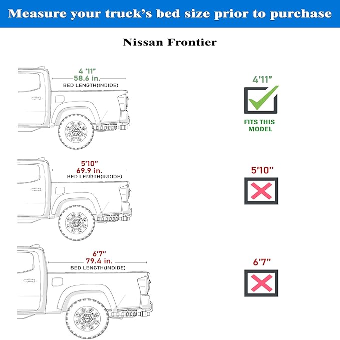 Hard Folding Truck Bed Tonneau Cover|HTF033|Fits 2005-2026 Nissan Frontier 5ft Bed (60")