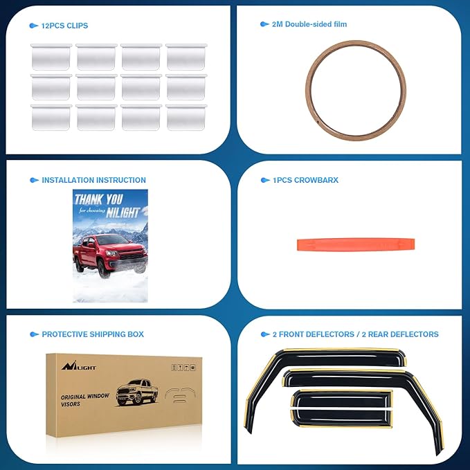 Nilight Window Visor Compatible with Jeep Wrangler JL/Jeep Gladiator 2018 2019 2020 2021 2022 2023 2024 Vent Window Visors, Rain Guards Acrylic-4pcs