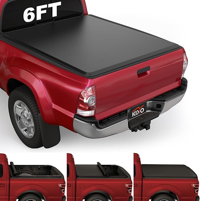 Kikito Vinyl Soft Roll-Up Tonneau Cover for 2005-2015 Toyota Tacoma with 6ft(73.5in) Bed w/Track System
