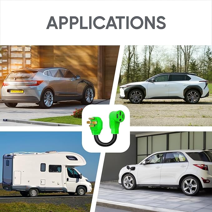 SBB NEMA 14-30P to NEMA 14-50R EV Charger Adapter Cord for Level 2 EV Charger, 125/250 Volt, 4 Prong 30 Amp Plug to NEMA 14-50 Outlet, Dryer Plug Adapter Compatible with All EV, Tesla, and RV