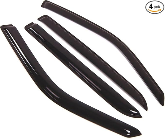 TuningPros Outside Mount Window Vent Visors Rain Guards Compatible with Ford Expedition 1997-2017 | Side Window Wind Deflectors Rain Shields | Smoke Tinted, 4 Pcs Set, DGWV-154