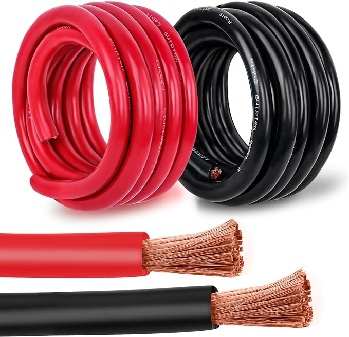 4 Gauge Battery Cable Copper Wire, 30FT Red+30FT Black 4 AWG Welding Cable Standard USA OFC Wire for Automotive, Battery, Solar, Marine and Generator