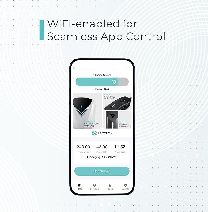 Lectron Tesla (NACS) V-Box Pro Electric Vehicle Charging Station (WiFi) 48 Amp with App Control - Level 2 EV Charger (240V) with NEMA 14-50 Plug/Hardwired Compatible with All Tesla Models S/3/X/Y