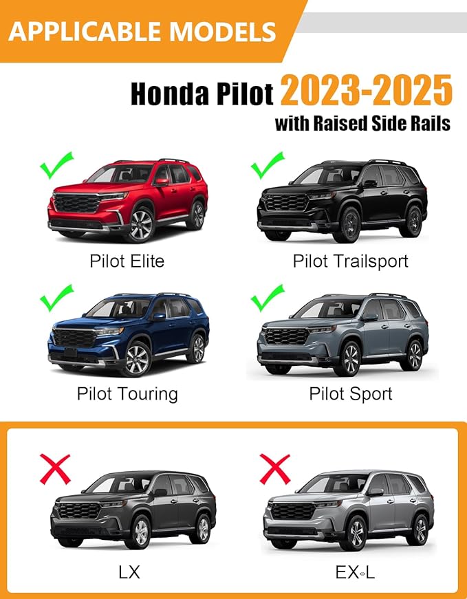 KINGGERI 260lbs Lockable Roof Rack Cross Bars Compatible with Honda Pilot 2023-2026 (Not for LX & EX-L).Heavy Duty All Aluminum Crossbars Rooftop Cargo Basket Luggage Kayak Canoe Snowboard Bike