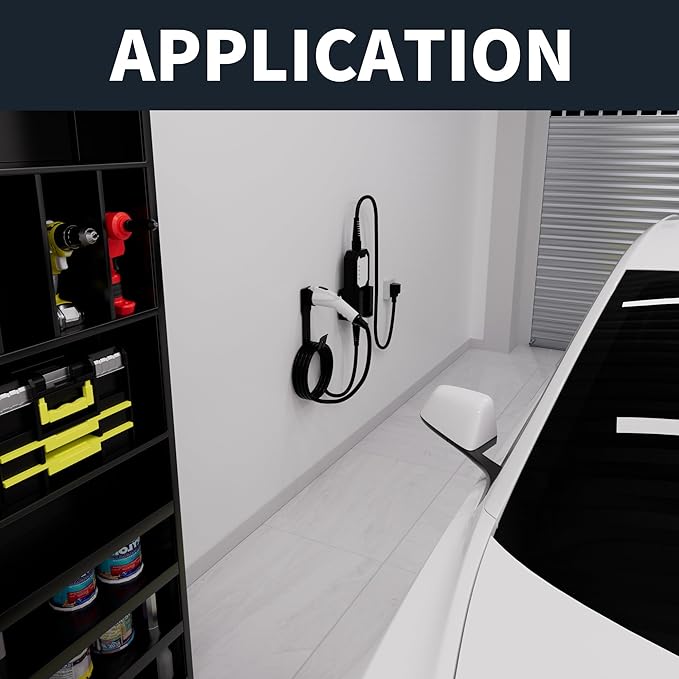 Joinfworld EV Charger Holder Wall Mount Kit EV Charger Holster Dock for SAE J1772 Connector J-Hook EV Charger Cable Holder & EV Charging Box Holder for Electric Vehicles
