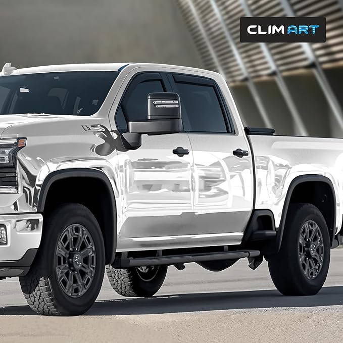 CLIM ART in-Channel Incredibly Durable Rain Guards for Chevy Silverado/Sierra 2500HD/3500HD 2020-2026 Crew Cab, Original Window Deflectors, Vent Window Visors, Vent Deflector, 4 pcs. - 620178