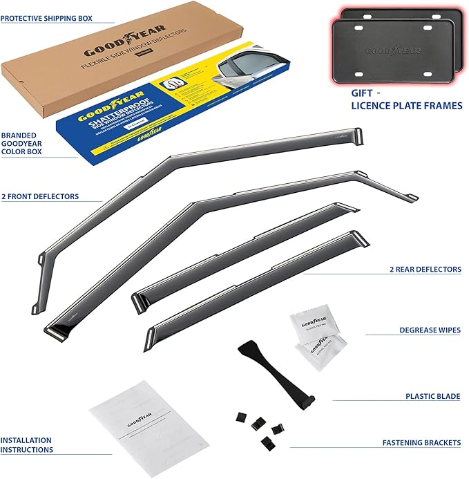 Goodyear Shatterproof in-Channel Window Deflectors for Chevrolet (Chevy) Trailblazer 2021-2026, Rain Guards, Window Visors for Cars, Vent Deflector, Car Accessories, 4 pcs - GY007914