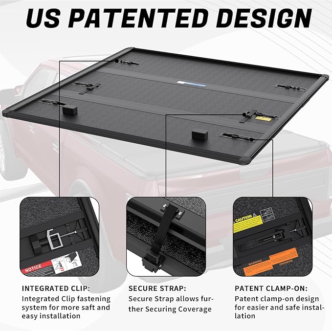 Fiberglass Hard Tri Fold Truck Bed Tonneau Cover Compatible for 2014-2018 Chevy Silverado GMC Sierra 1500 15-18 Silverado Sierra 2500 3500 HD Fleetside 6.5FT 78Inch