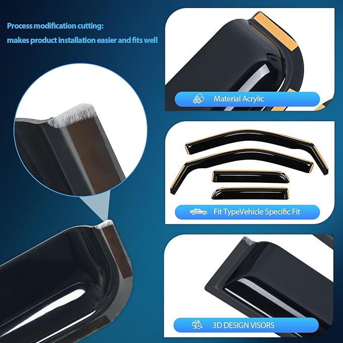 Nilight in Channel Rain Guards for Dodge Ram 1500 2009 2010 2011 2012 2013 2014 2015 2016 2017 2018 Quad Cab, Original Window Deflectors, Vent Window Visors-4pcs