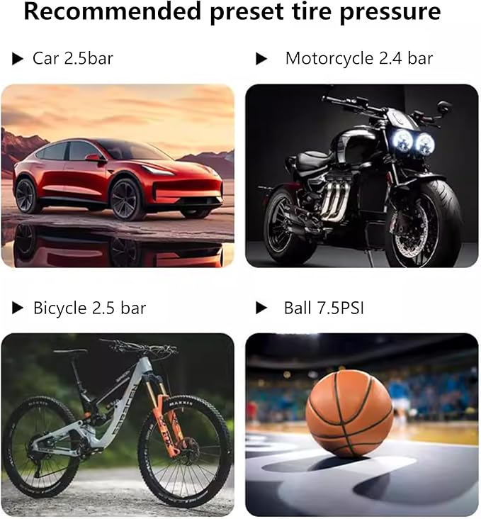 3000A Jump Starter with Air Compressor, 12V Battery Booster, 150PSI Tire Inflator Auto-Stop, QC3.0 Fast Charging Power Bank, Type-C Input/Output, LED SOS Light for Emergency Use