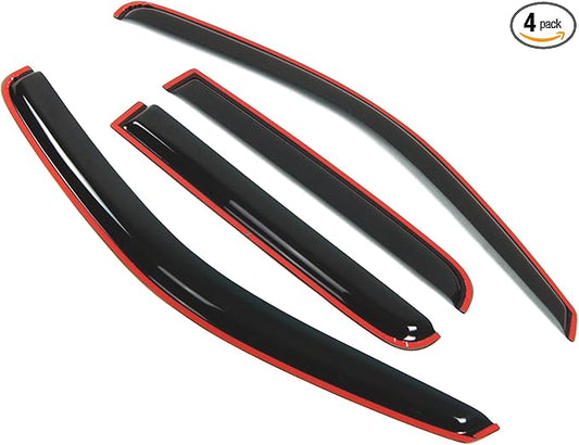 TuningPros in-Channel Window Vent Visors Rain Guards Compatible with Dodge Dakota Quad Cab 2000-2004 | Side Window Wind Deflectors Rain Shields | Smoke Tinted, 4 Pcs Set, DGWV-114i