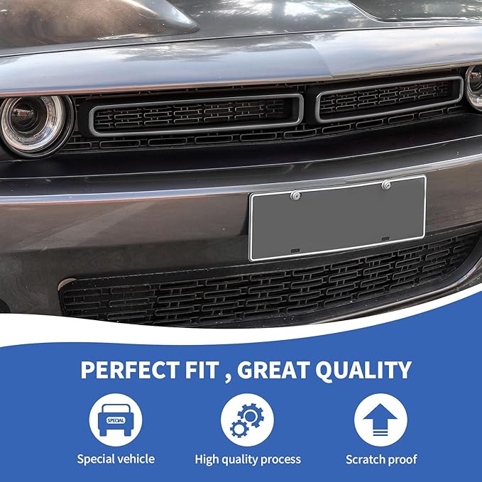 Front Grille Inserts Grill Guard Compatible with 2015-2023 Dodge Challenger Exterior Accessories, Black