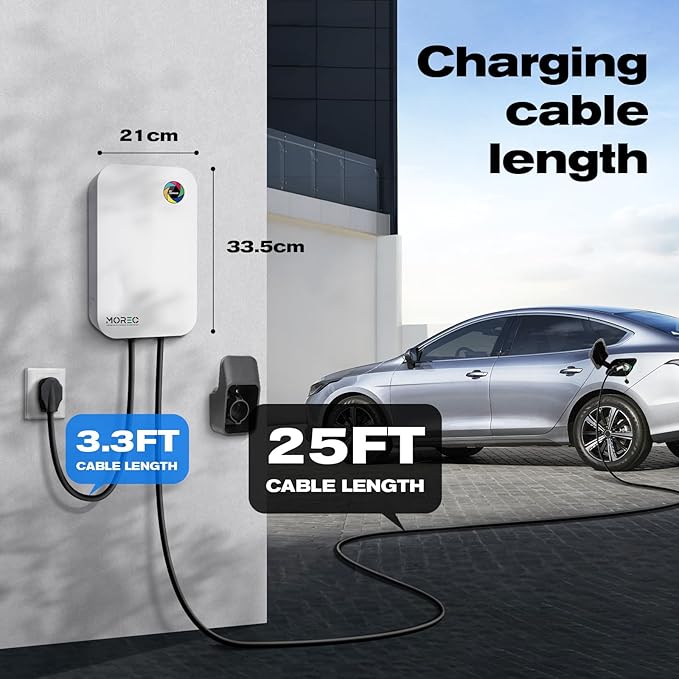 Level 2 EV Charger-40AMP 240V NEMA14-50 for J1772 EVS, WiFi Enabled Electric Vehicle Charging Station, ETL Certified, Password Lock Function, 25ft Cable, White