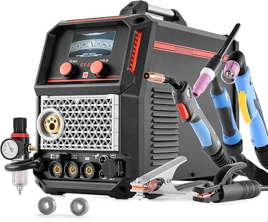 VEVOR 5-in-1 Plasma Cutter Welder Combo - CUT/TIG/Gas MIG/Flux MIG/MMA, 50A Non-Contact Plasma Cutting Machine & 200A Synergic Welder, 110V/220V Aluminum Pulse Mig Welder Compatible with Spool Gun