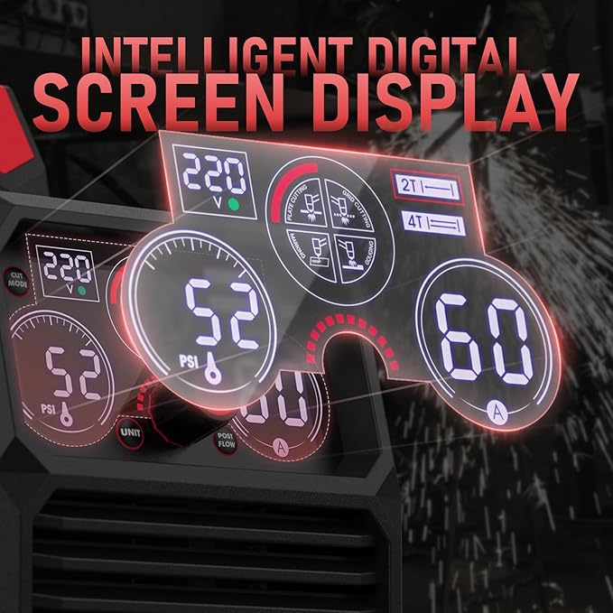 YESWELDER Multifunctional Plasma Cutter, 60Amp 110V/220V Non-High Frequency Non-Touch Pilot Arc 4-In-1 Plate Cutting/Grid Cutting/Gouging/Marking Plasma Cutting Machine