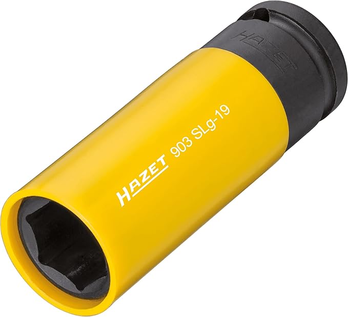 HAZET Impact and Machine Wrench Socket 903SLG-19 I Drive: 1/2 Inch I Width Across Flats: 19mm/0.75 Inches I For Gentle Wheel Mounting and Demounting