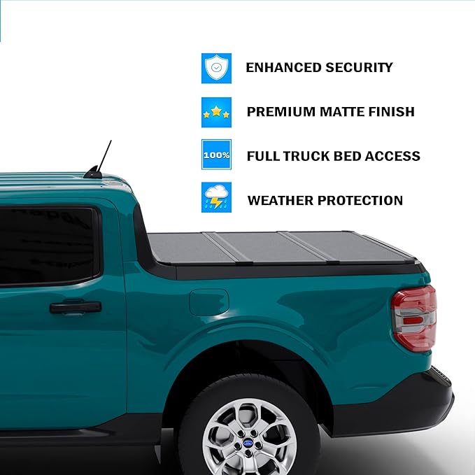 Hard Folding Truck Bed Tonneau Cover|HTF037|Fits 2022-2026 Ford Maverick 4' 6" Bed (54.4")