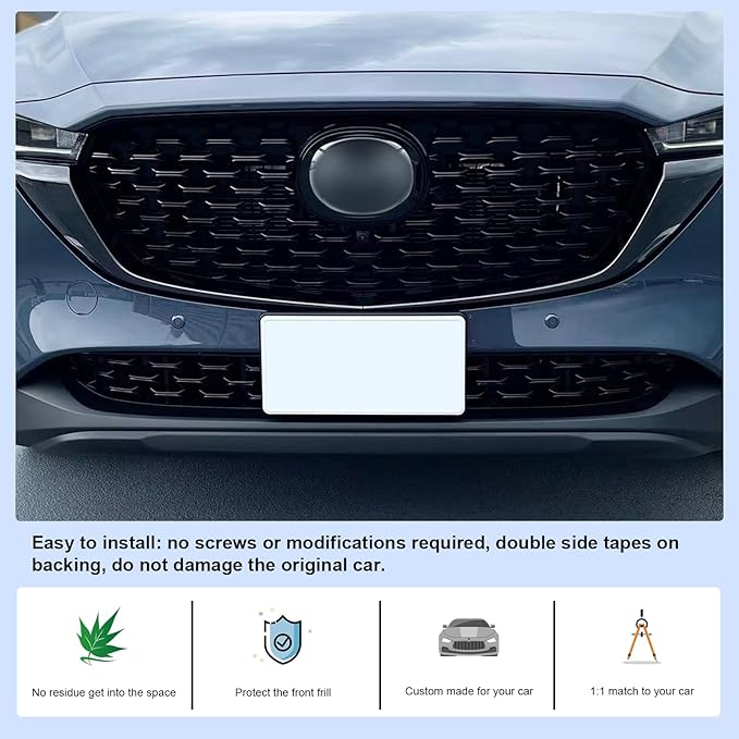 CDEFG 2024 2025 2026 CX-5 Front Grill Mesh Inserts Trims Front Grille Guard Compatible with 2022-2025 2026 Mazda CX-5 Car Exterior Accessories ABS Material 2024 2025 CX-5 Accessories(2PCS)