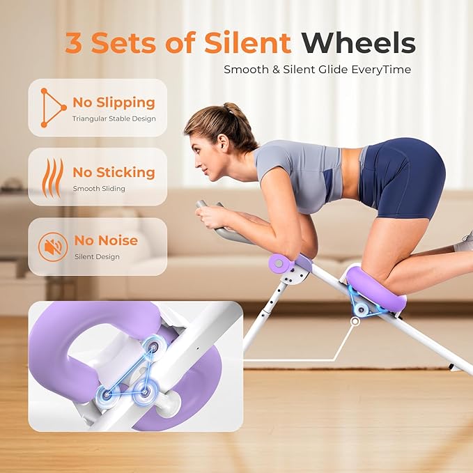 Ab Machine, Adjustable Ab Trainer Machine for Abs Workout at Home Gym, Foldable, Knee Protection, Abdominal Trainer for Stomach Workout