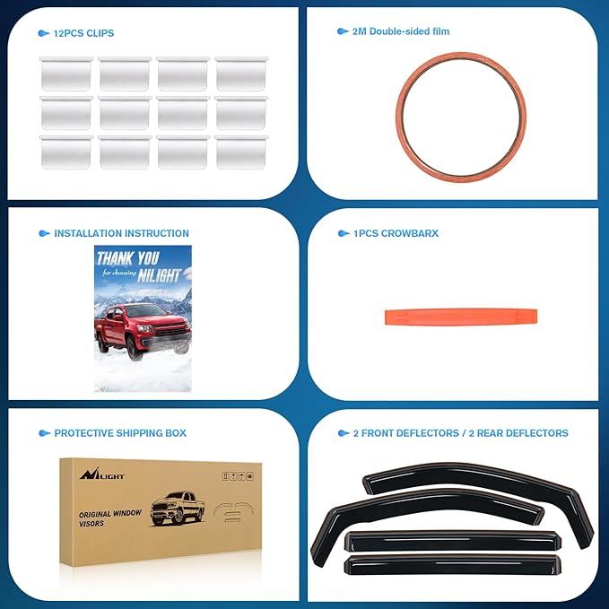 Nilight in Channel Rain Guards for Grand Caravan 2008-2023, Chrysler Town Country 2008 2009 2010 2011 2012 2013 2014 2015 2016, Volkswagen Routan 2009-2012 Window Deflectors, Vent Window Visors-4PCS