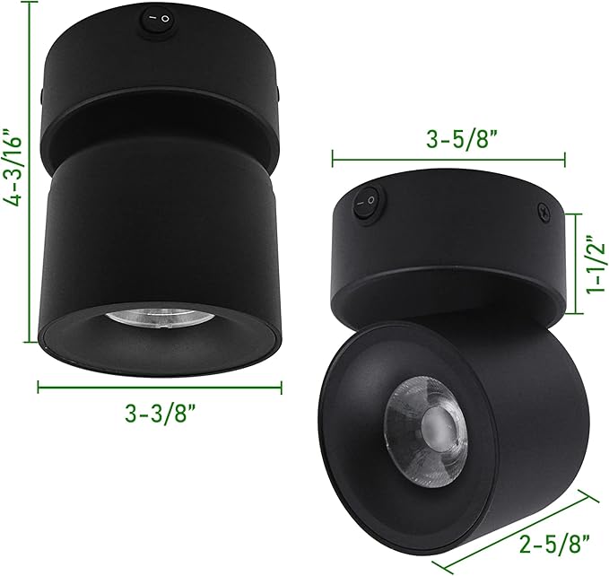 2 Pack 12V LED COB Ceiling Spotlight Downlight with Switch, Surface Mounted 330 Adjustable Dimmable RV Wall Light Accent Lamp, 12 Volt Reading Lamp for Boat, Camper, Truck, Trailer, Caravan