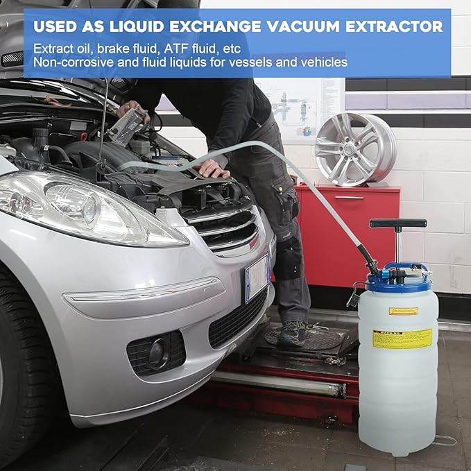 EASYBERG Pneumatic/Manual 15L Oil Extractor Oil Changer Vacuum Fluid Petrol Fuel Extractor Automotive Oil Extractor Pump Manual Fluid Extractor Pump Tank Remover